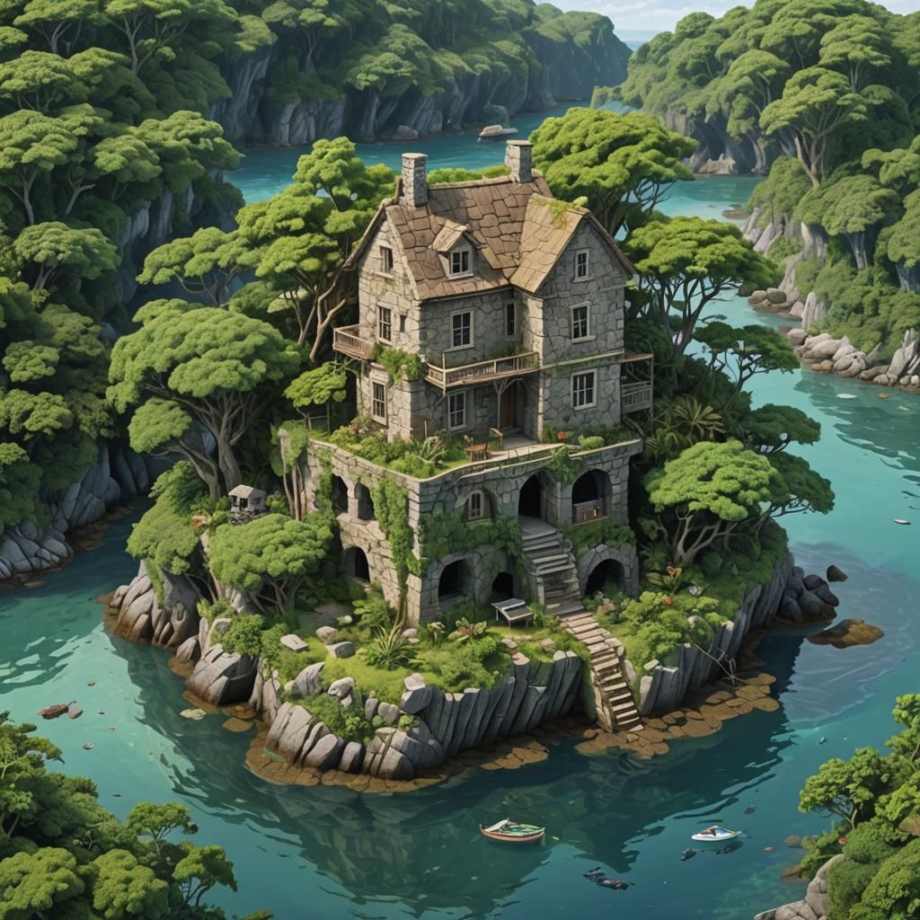 Secluded Island Home with Lush Wildlife