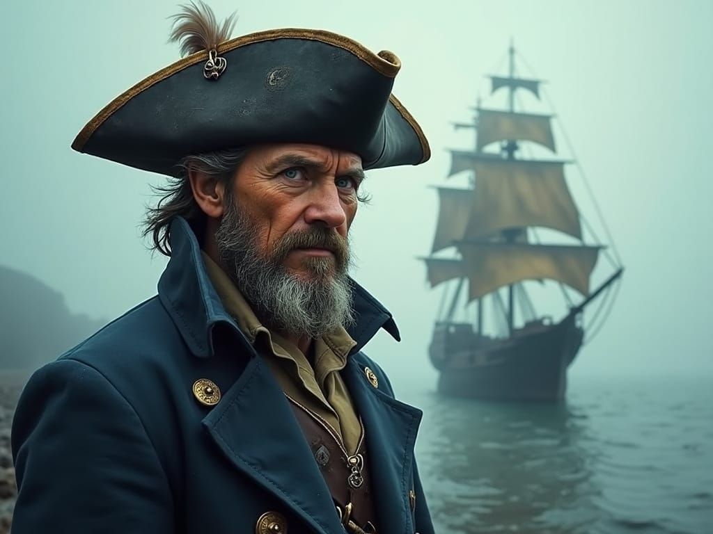 Robert Shaw as Pirate with Ship Silhouette