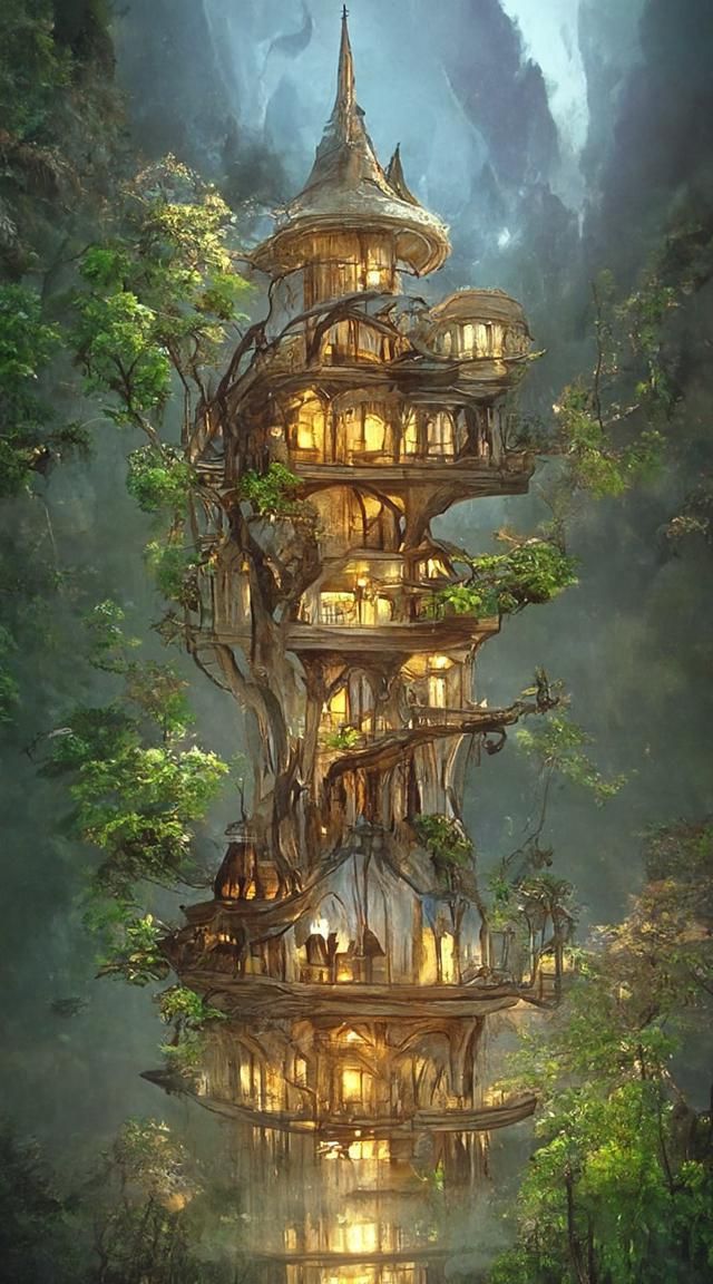 Enchanted Treehouse Village: Elven Architecture in Fantasy A...