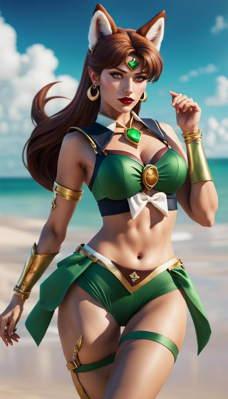 Sailor Jupiter kitsune on the beach.