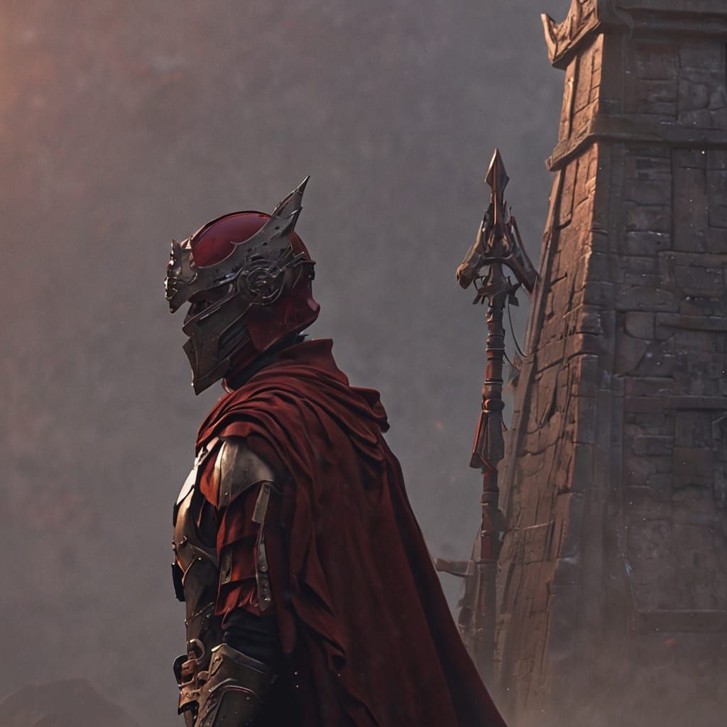 Dragon Warrior in Scale Armor on Battlefield