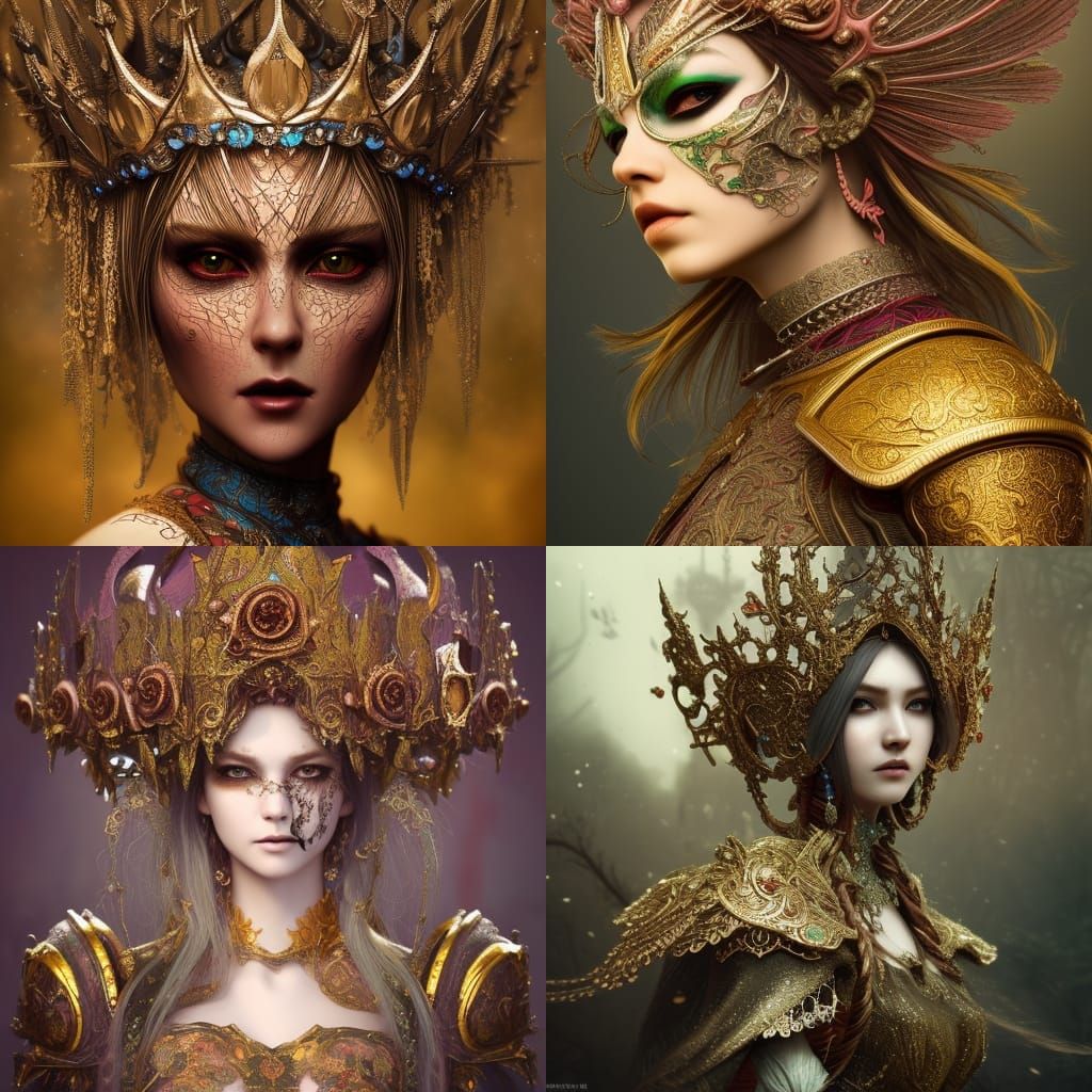 Gothic Fairytale Woman in Filigree Armor: Digital Portrait