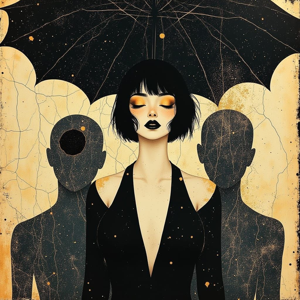 Cobweb Umbrella in 1920s Dark Fantasy Style