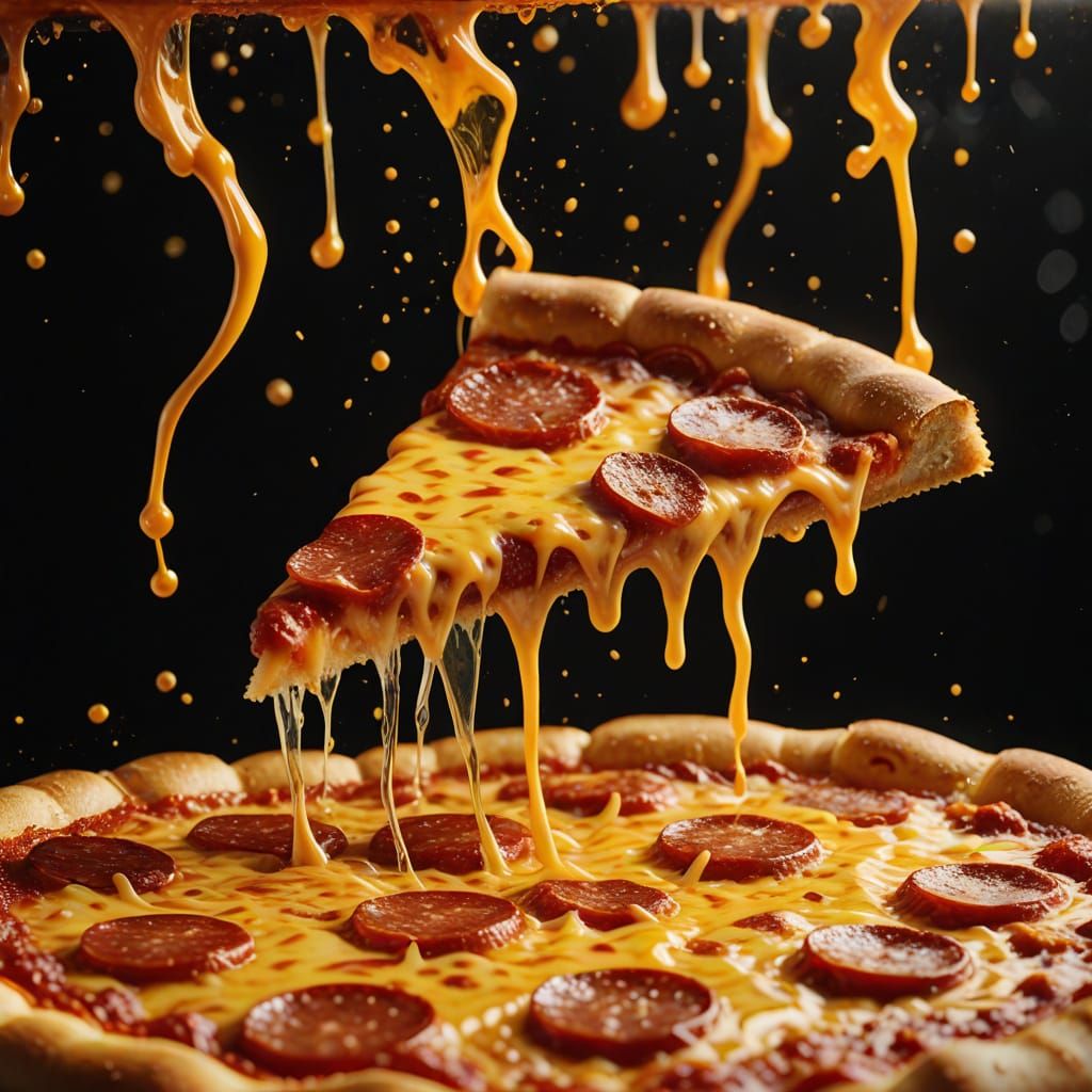 Delicious Pepperoni Pizza Slice in Digital Art Style