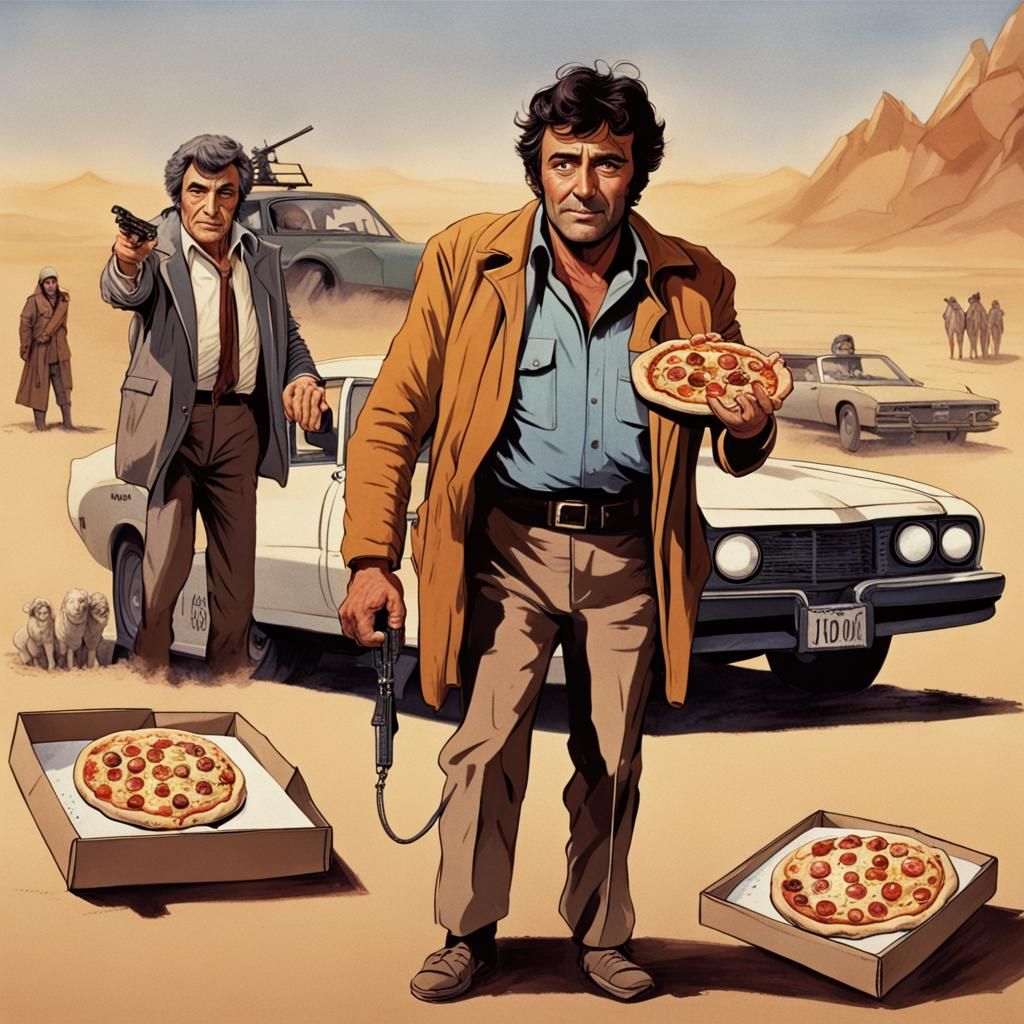 Columbo Delivers Pizza in Mad Max Wasteland