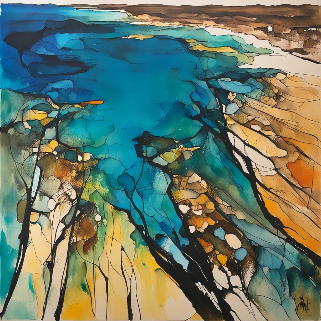 Ningaloo Coast in Abstract Expressionist Style