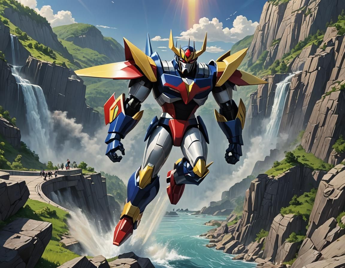 Grendizer Soaring: Anime-Inspired 3D Art