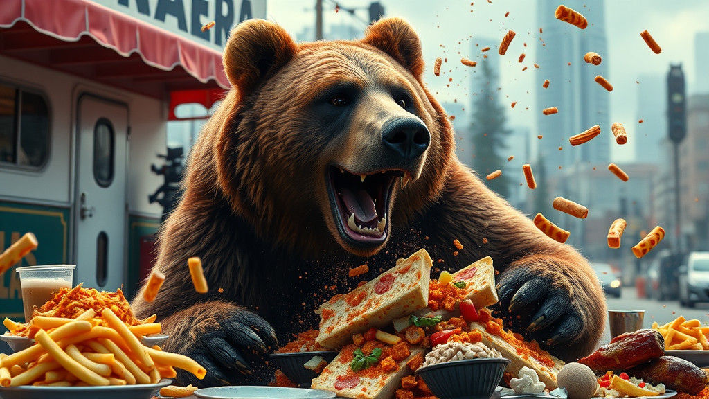 Kodiak Bear Demolishes Movie Set Buffet