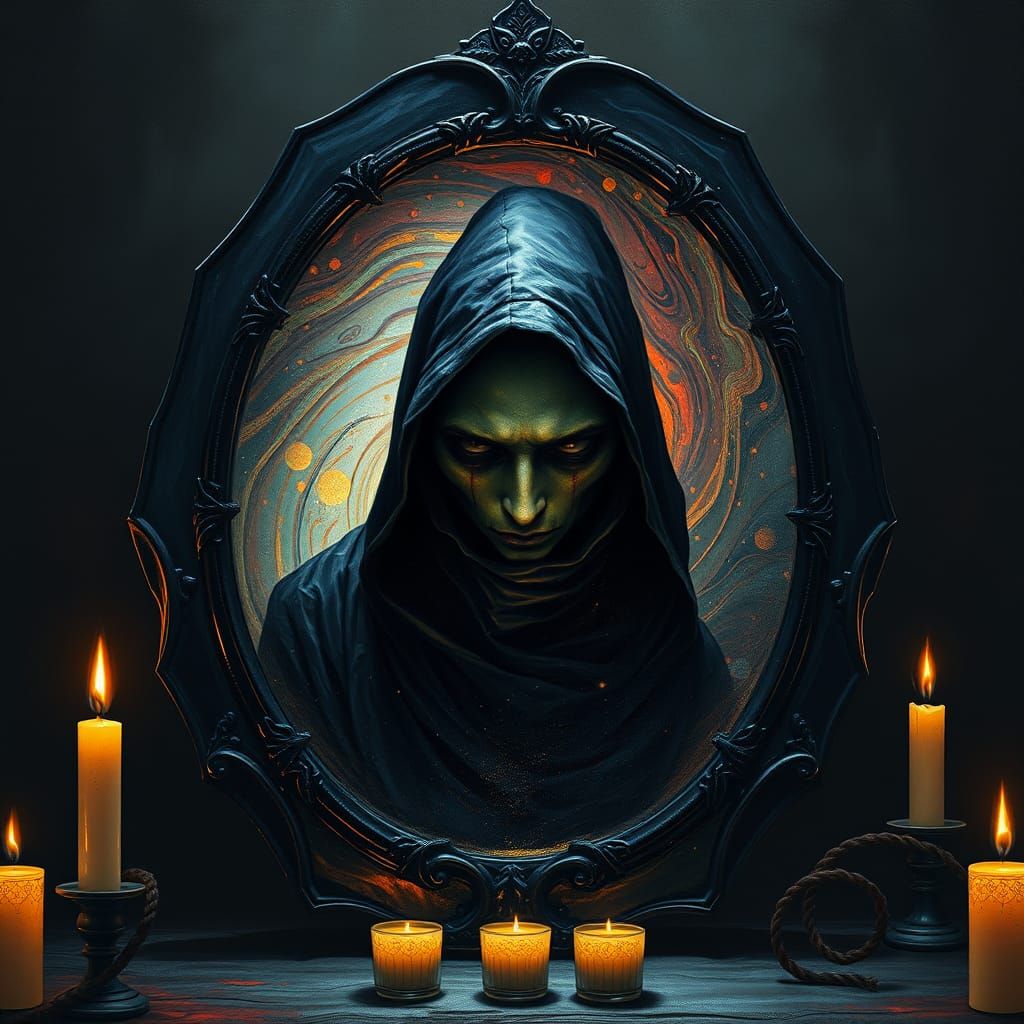 Soul-Glass Oracle in a Haunting Stormy Landscape