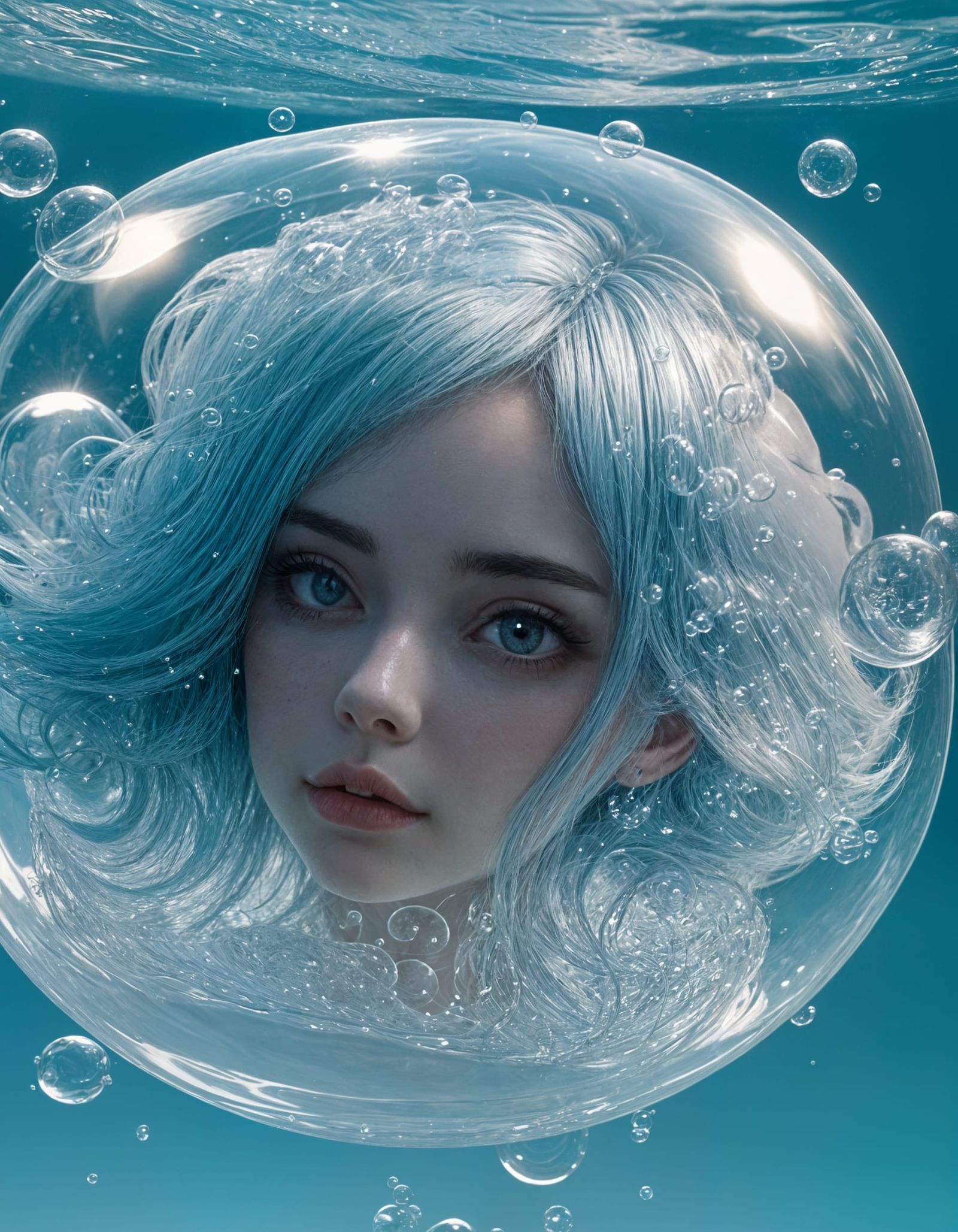 Majestic Water Nymph with Iridescent Bubbles for Hair