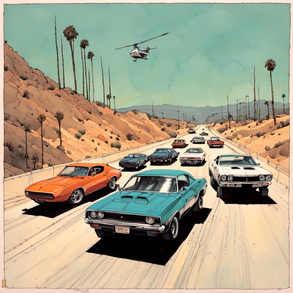 High Speed LA Car Chase with Glowing Cars