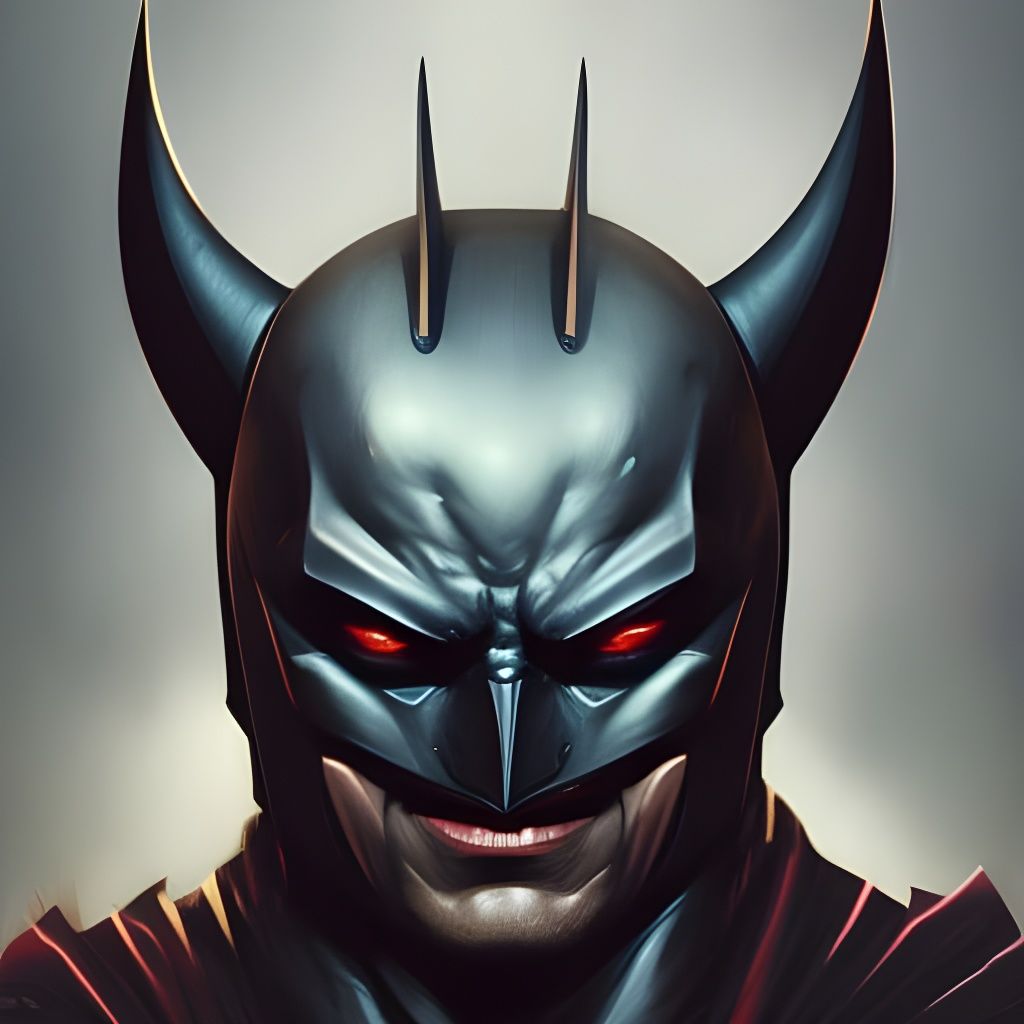 Demonic Batman Portrait in Hyperdetailed Splash Art Style