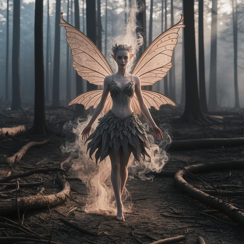 Ethereal Smoke Fairy in Charred Forest