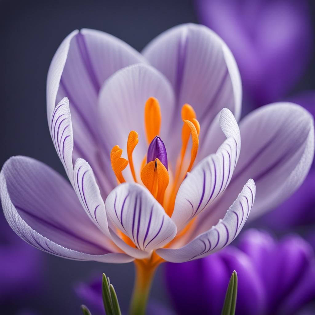 Detailed Macro Photograph of a Crocus Flower
