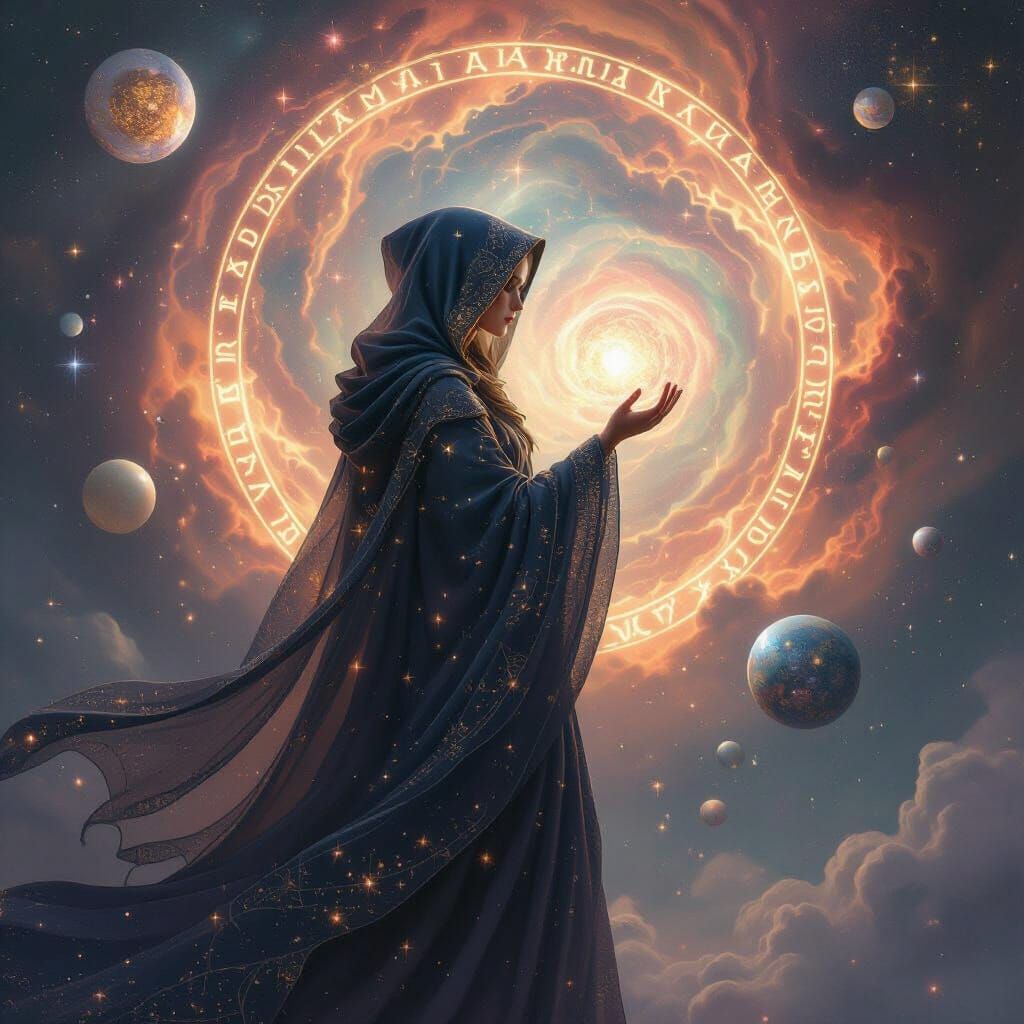 Cosmic Fortune Teller Gazing into Nebula