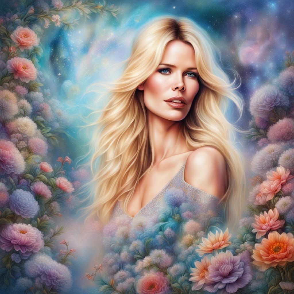 Claudia Schiffer Portrait in Ethereal Fantasy Style