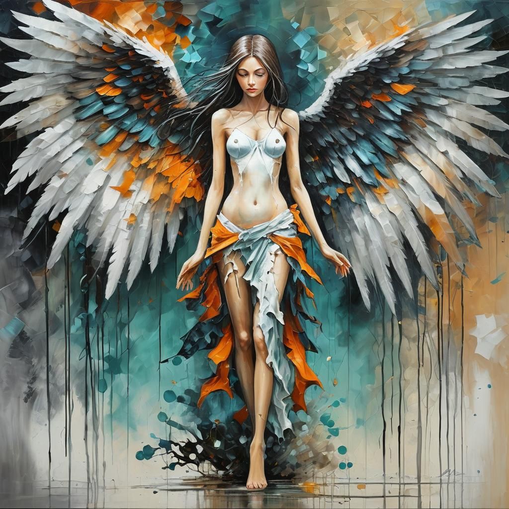 Dark Angel in Gothic Oil Painting Style