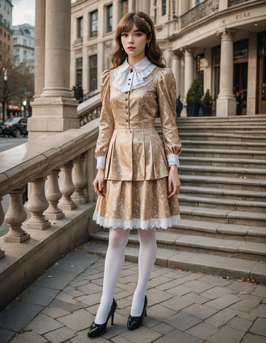 Elegant Young Crossdresser in Brolita Dress, Ultra Fine Phot...