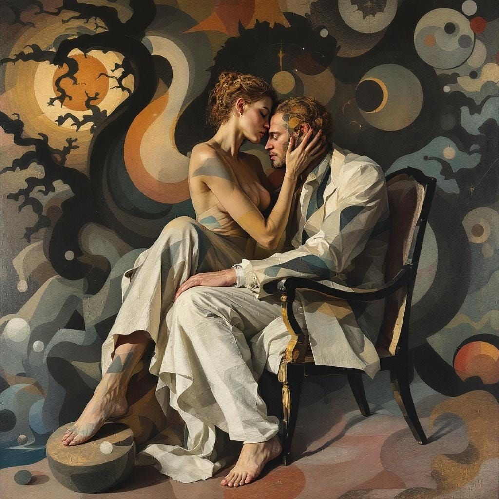 Surreal Dreamer in Abstract Cubist Baroque Style