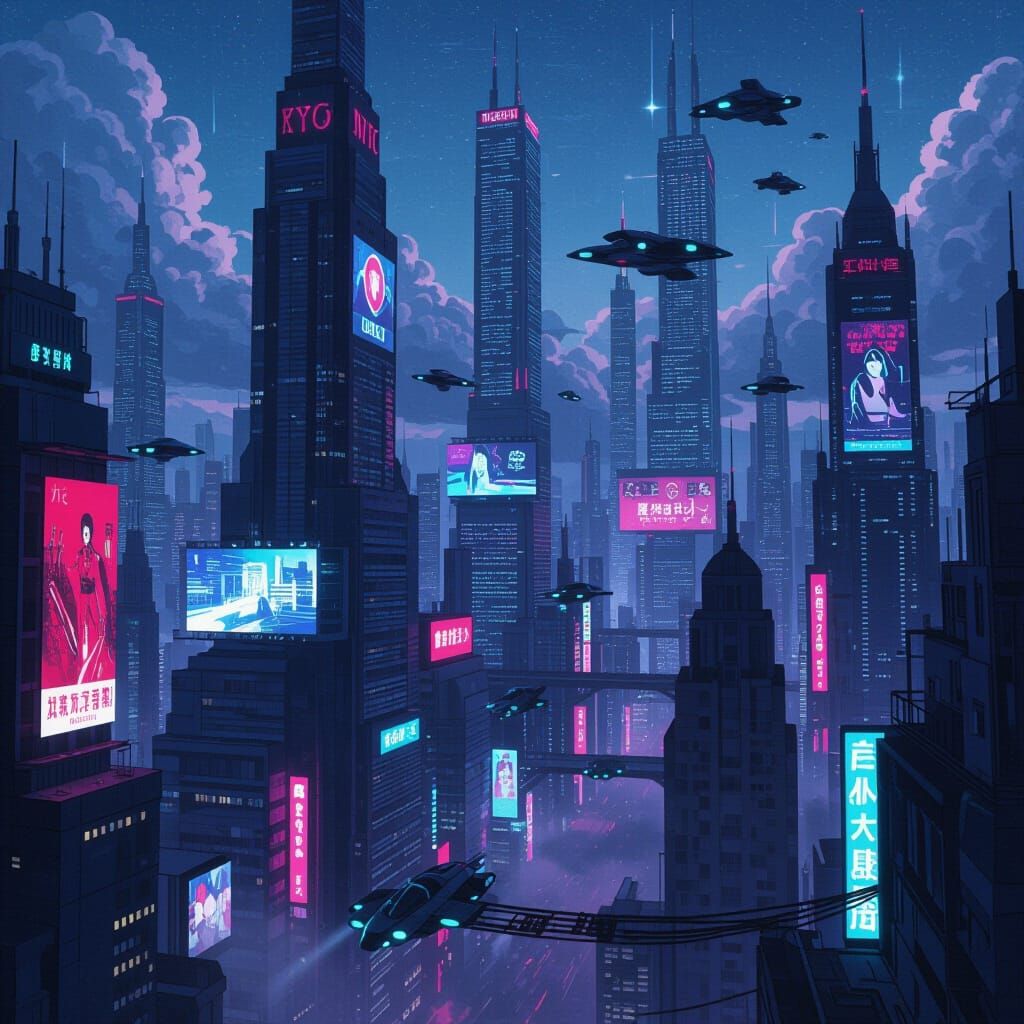 Cyberpunk Cityscape at Night