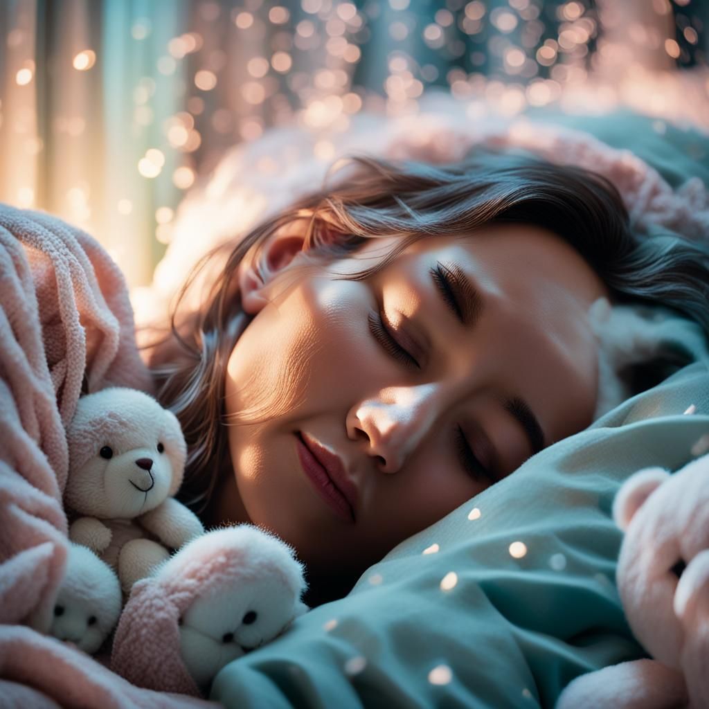 Peaceful Sleep in Cozy Bedroom: Cinematic Still