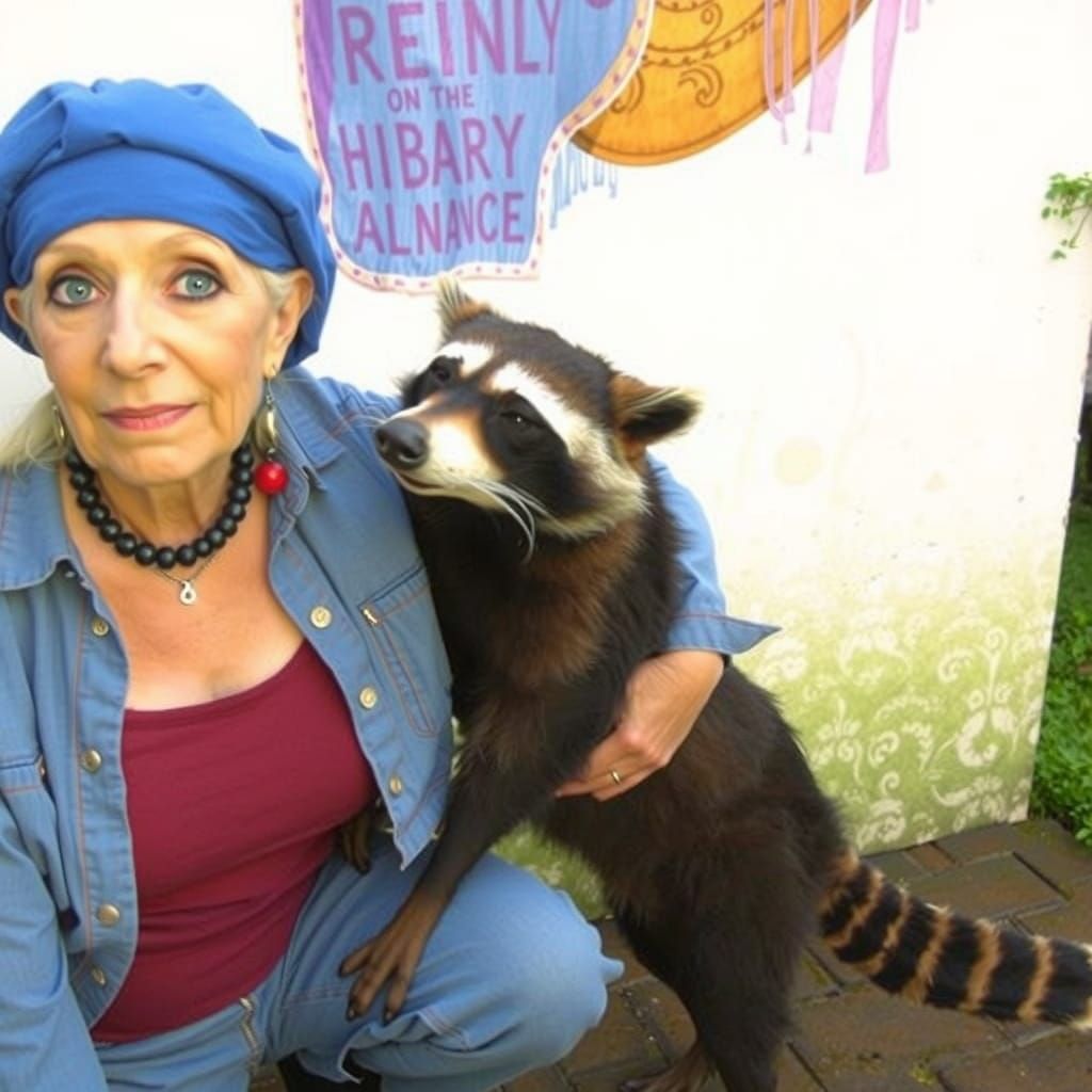 Her and the raccoon