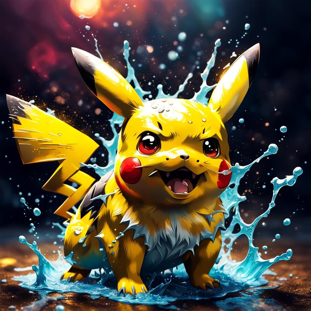 Hyperrealistic Evil Pikachu Splash Art