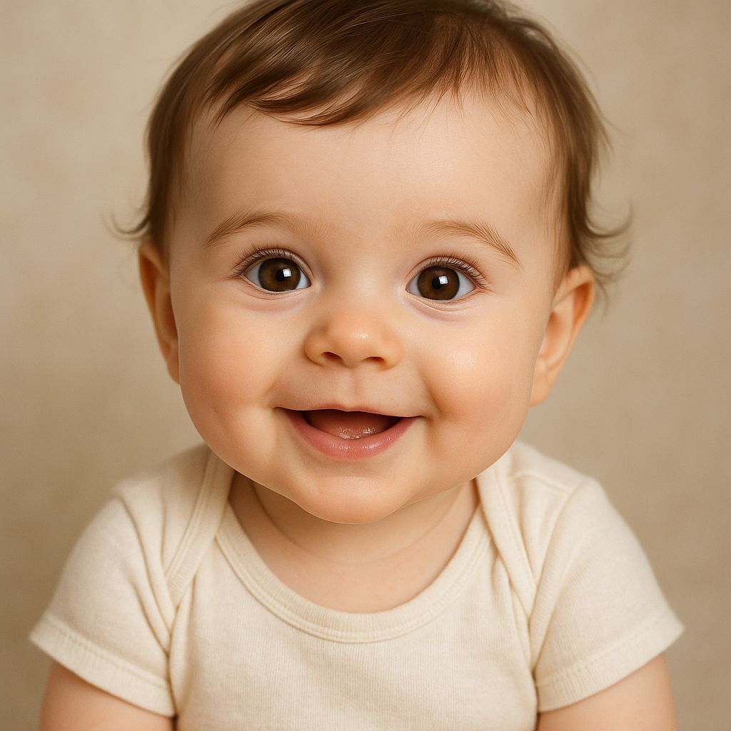 Smiling Cute Baby with Big Brown Eyes