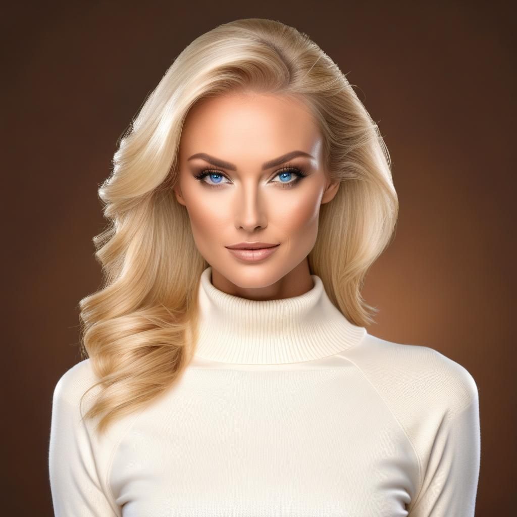 Blonde Woman Portrait in Airbrush Style