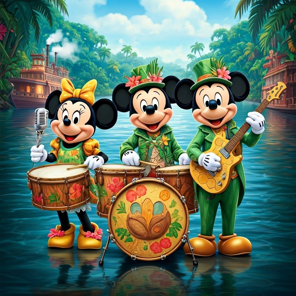 Vibrant Disney Characters in Whimsical Amazonian Music Festi...