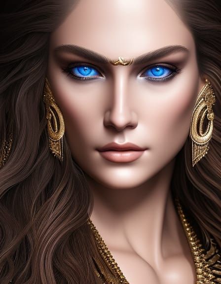 Beautiful Norse Goddess Portrait in Watercolor Style