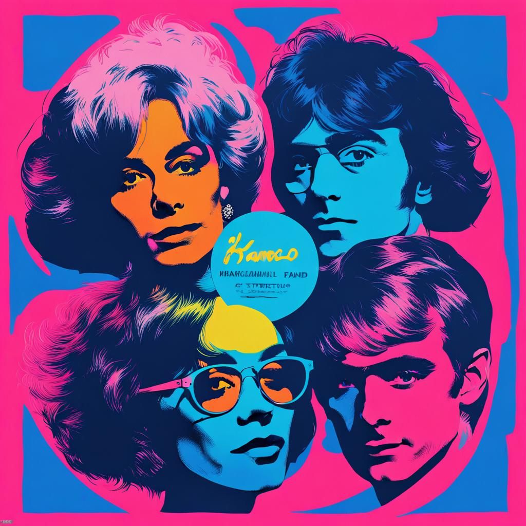 Psychedelic Pop Art Album Cover with Pink Peach