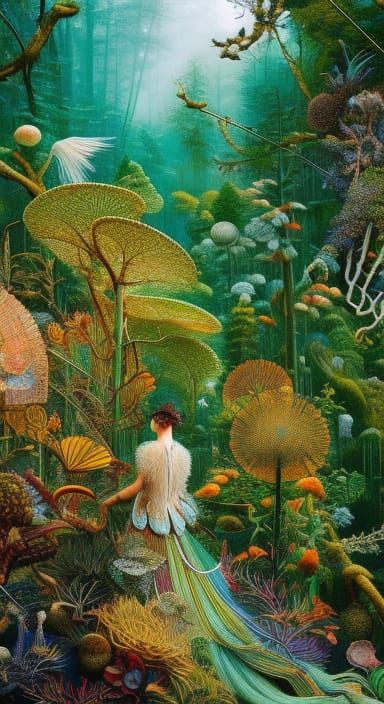 Quantum Mind in Mycelium Network, Fashion Magazine Art