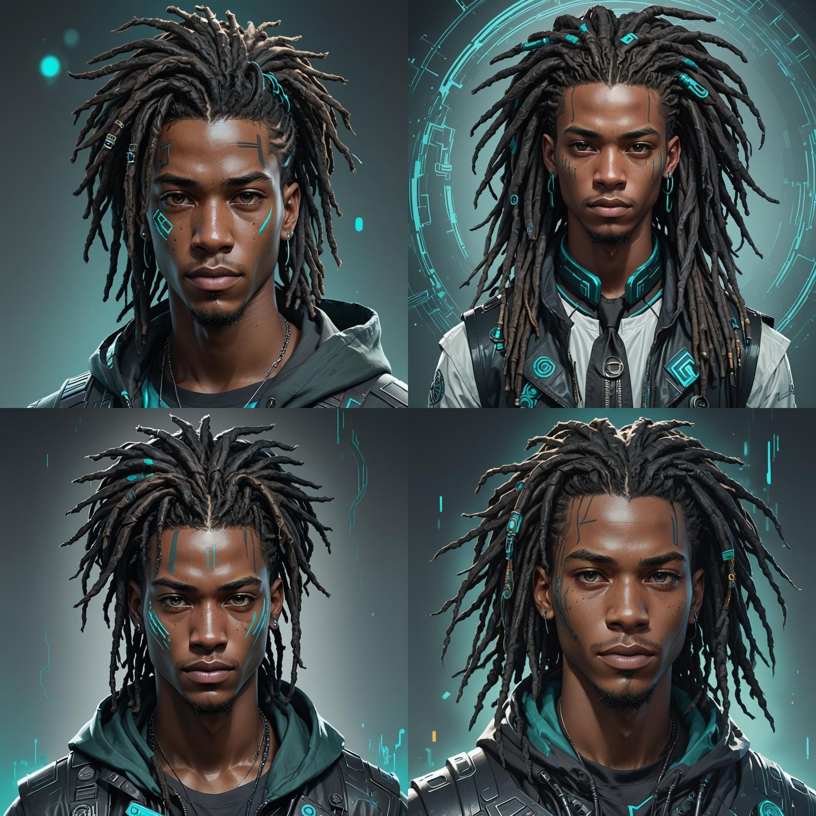 Cyberpunk Portrait of a Black Teenage Boy