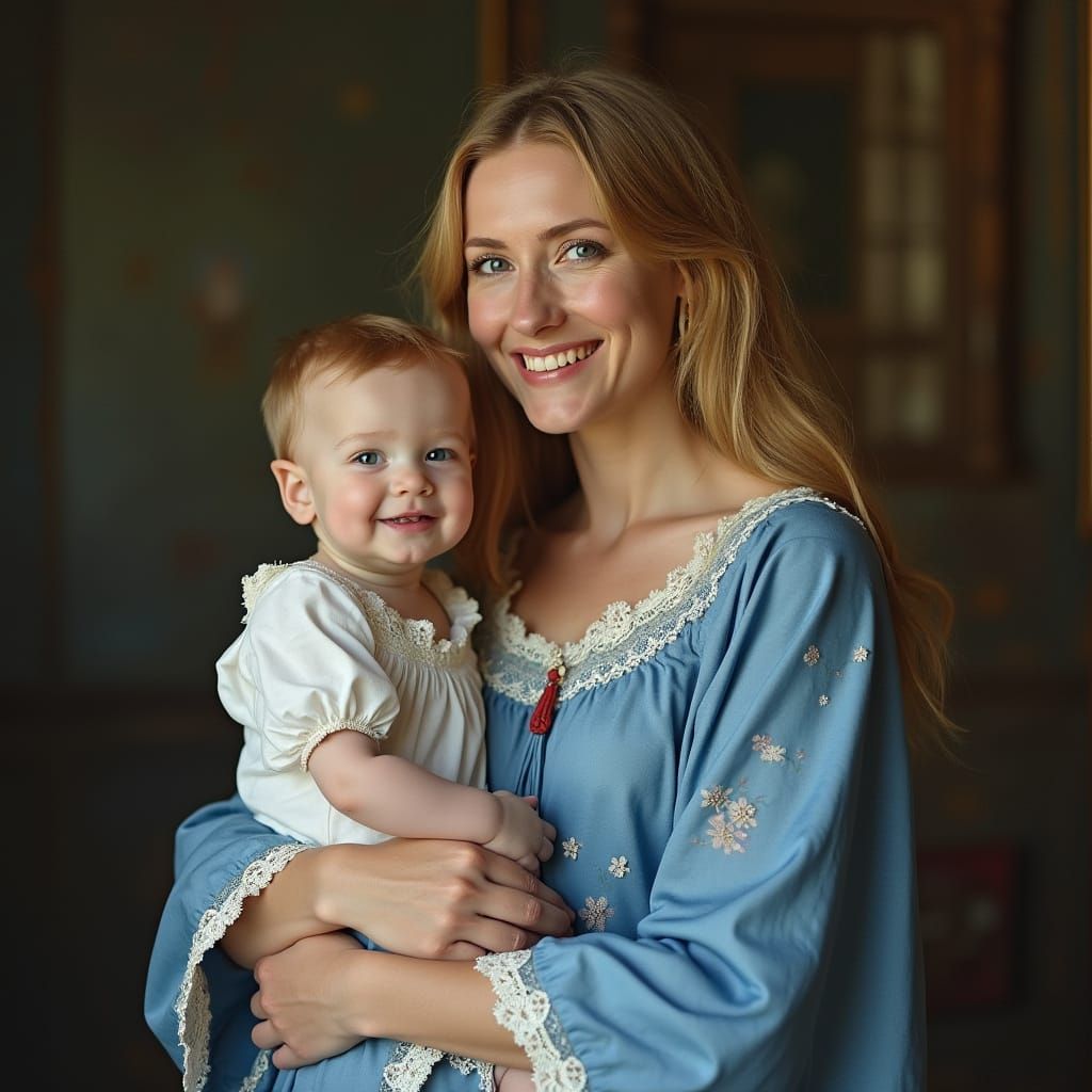 Motherly Love in Soft European Light