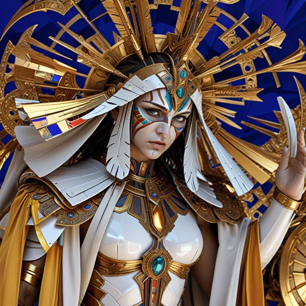 Hyperrealistic Gladiator Masterpiece in Vibrant Geometric St...