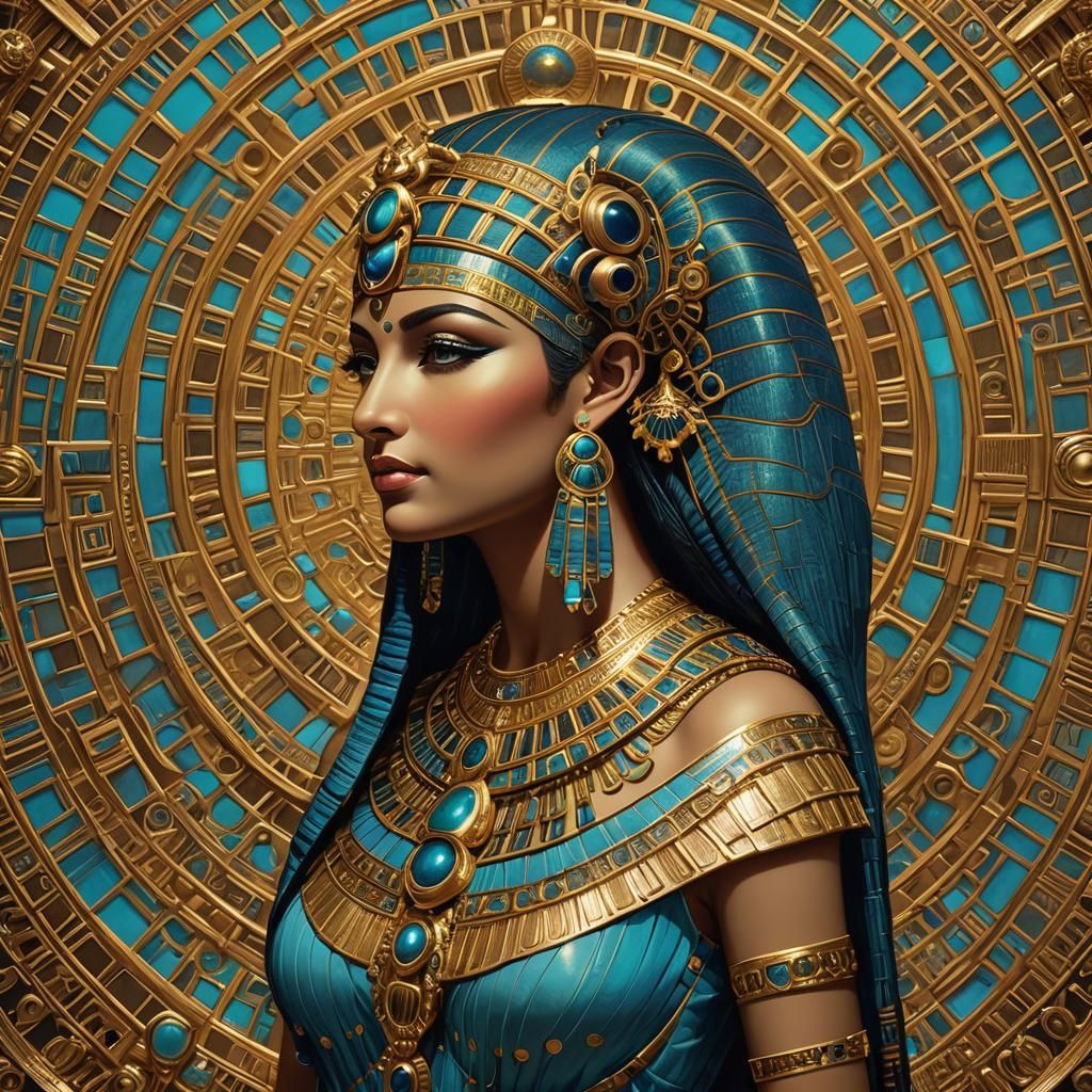 Bioluminescent Cleopatra Portrait: Radiant and Intricate