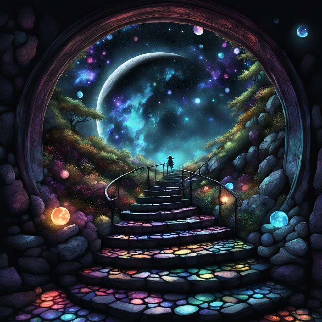 Creepy Dolls Under the Moon: A Digital Painting