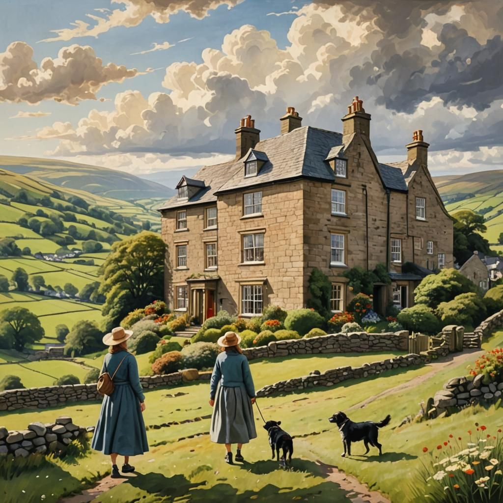 Yorkshire Dales House in Folk Art Style