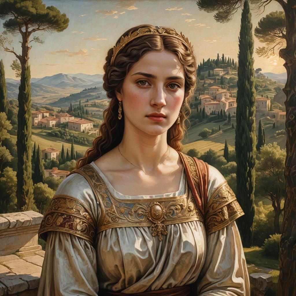 Roman Royal Woman Portrait in Renaissance Style
