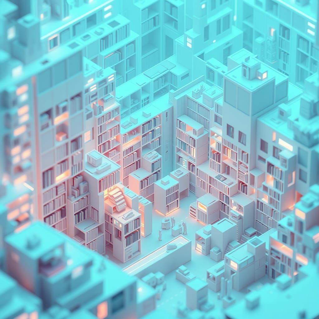 Infinite Isometric Library in Escher Style
