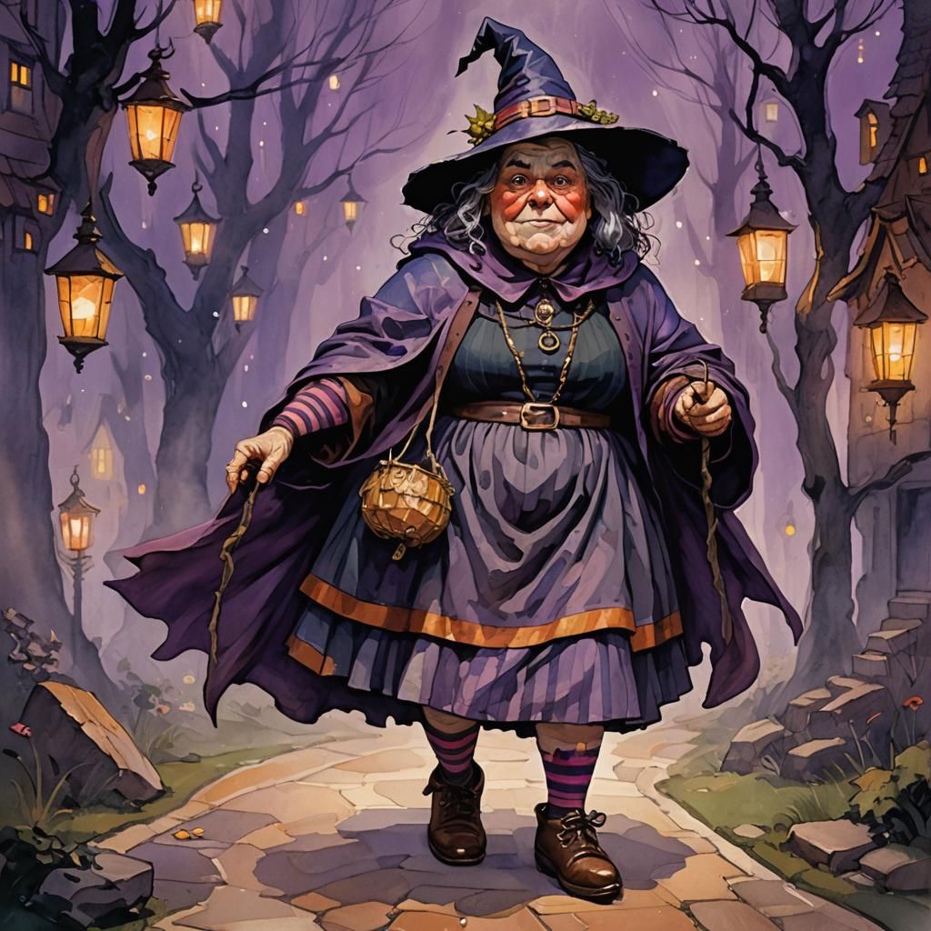 Friendly Purple Witch Fantasy Concept Art