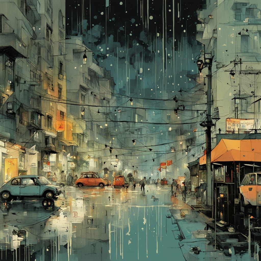 Rainy Nights Inspired by Distinct Artistic Styles