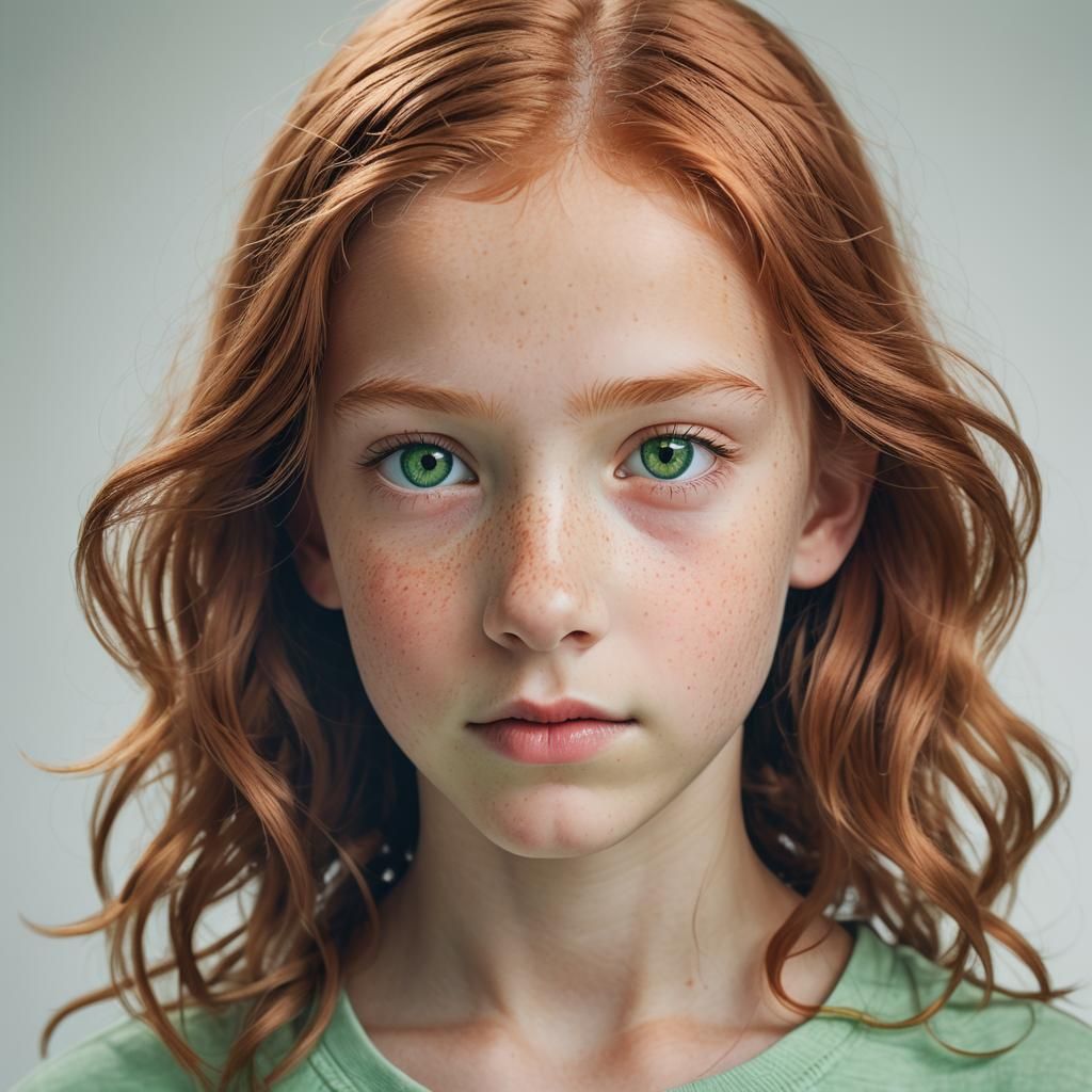 High-Key Portrait of a Girl with Red Hair