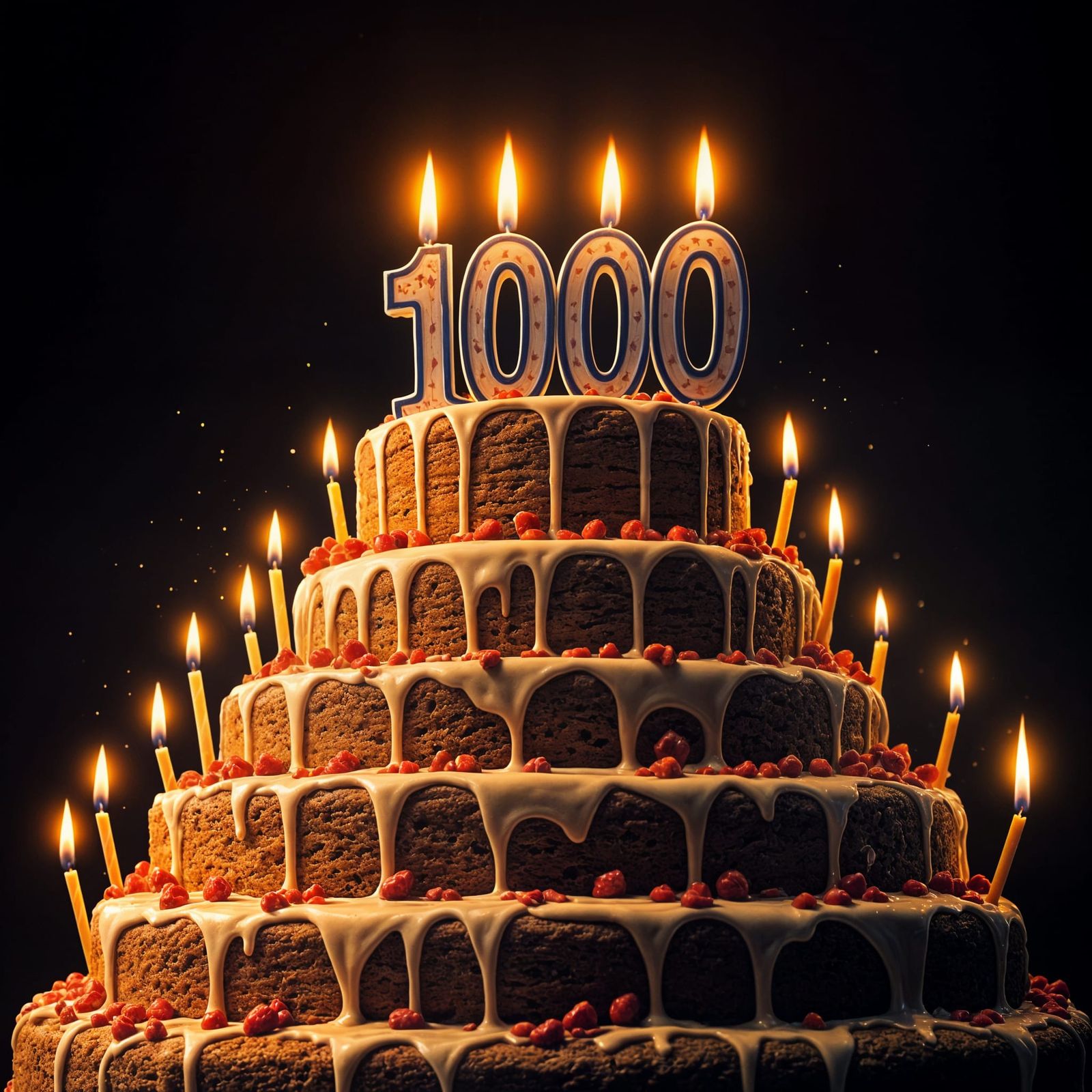 Spectacular Cake Mountain with Flaming 1000 Candles