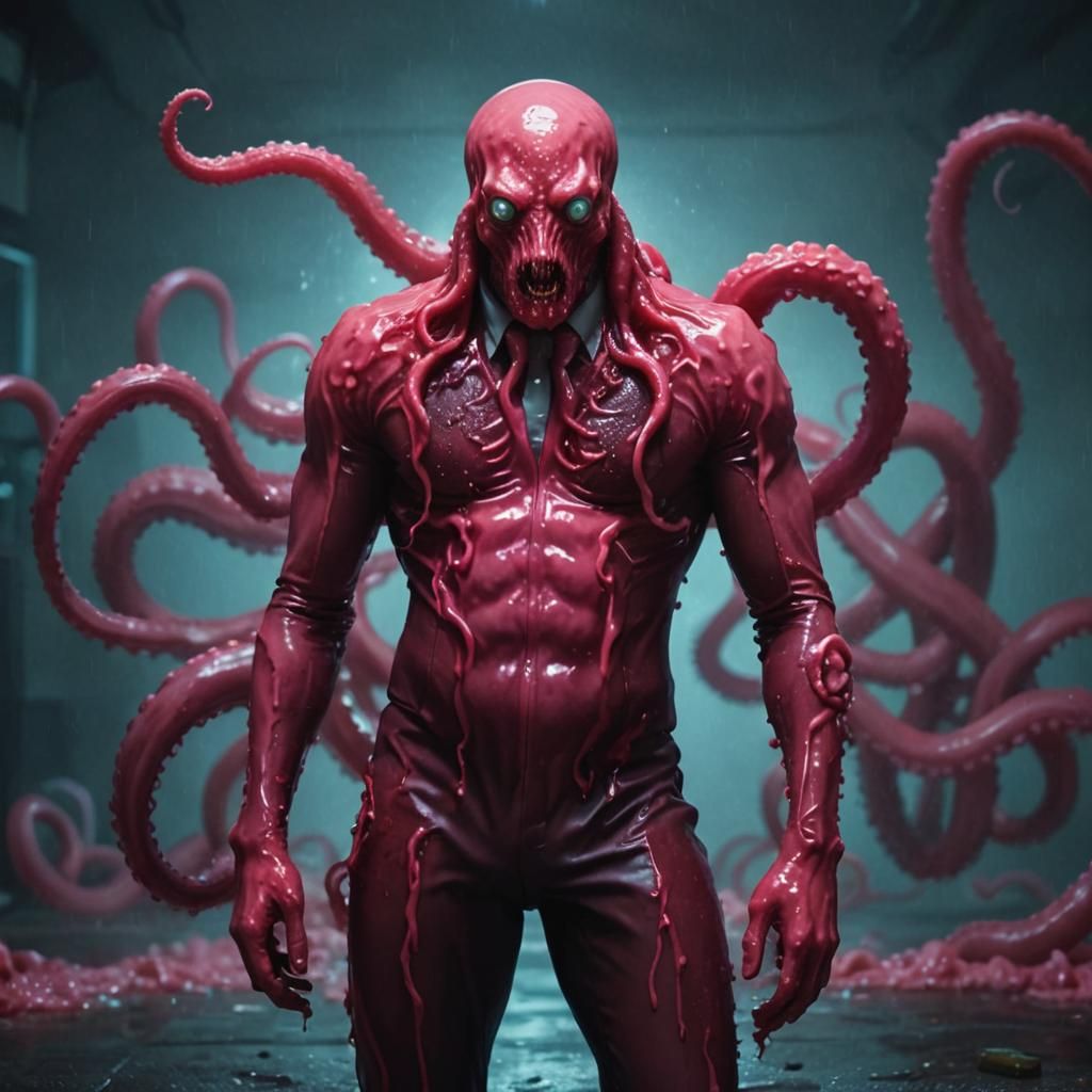 Surreal Tentacle-Headed Man in Business Attire