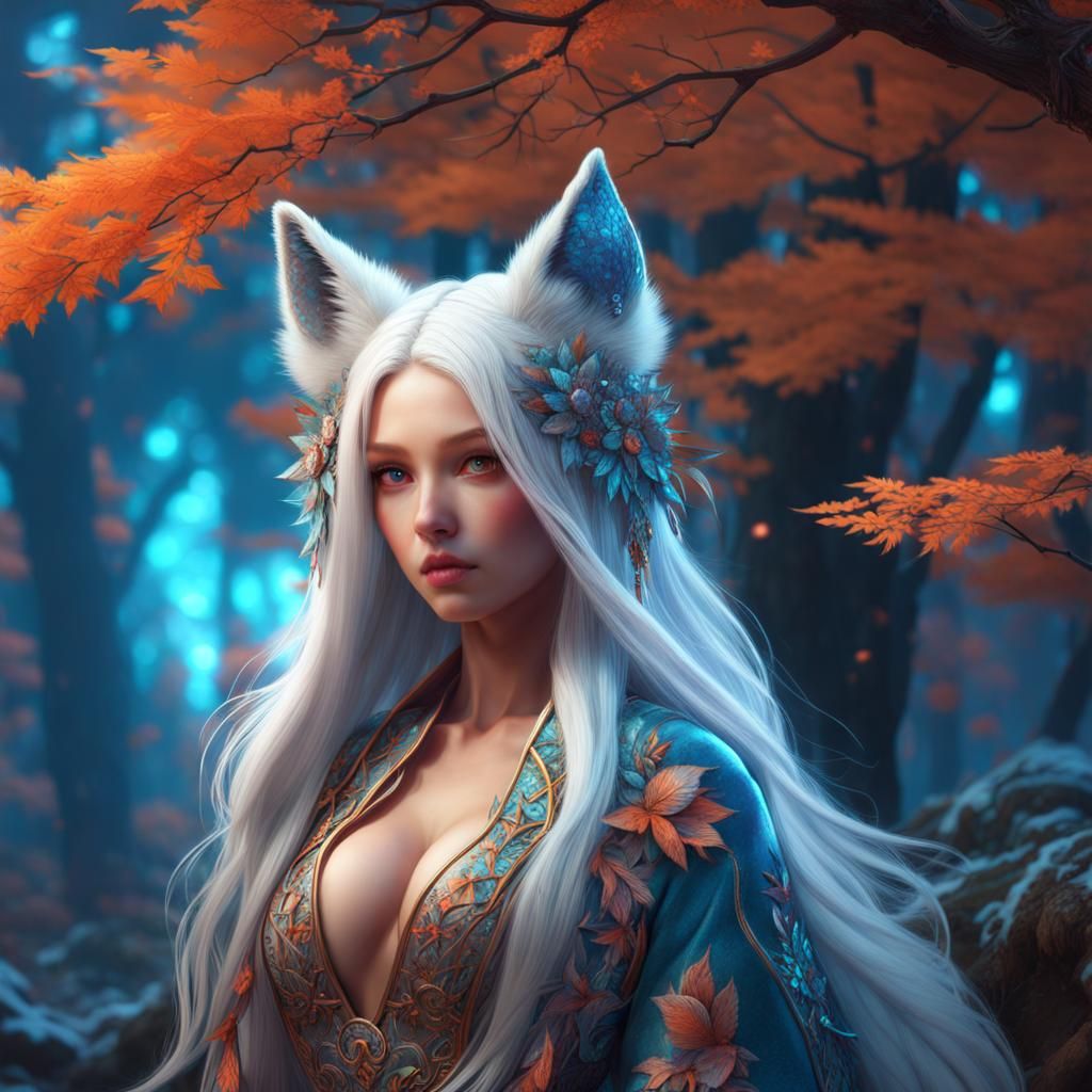 Silver Foxxy in forest
