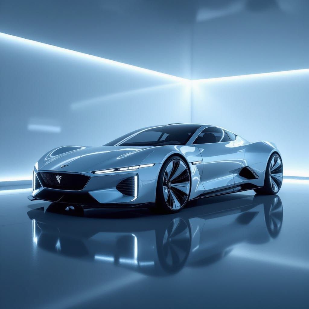 Crystal and Glass Car in Futuristic Style