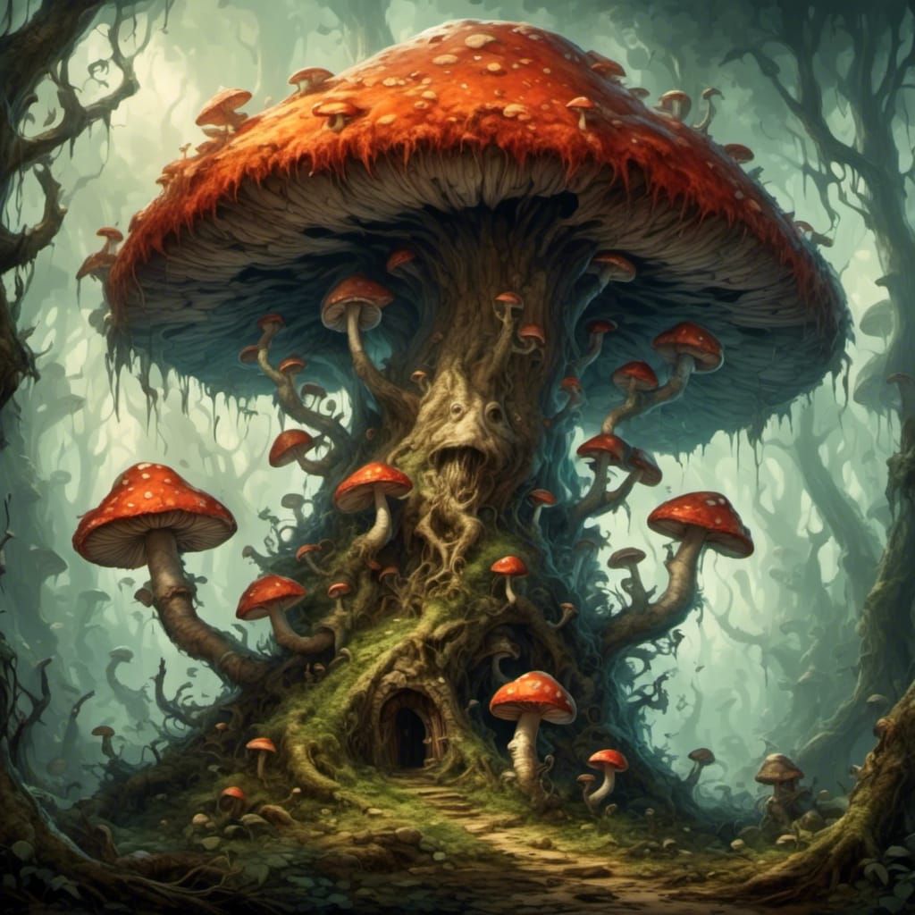 Mushroom Monster House: A Devilish Grin