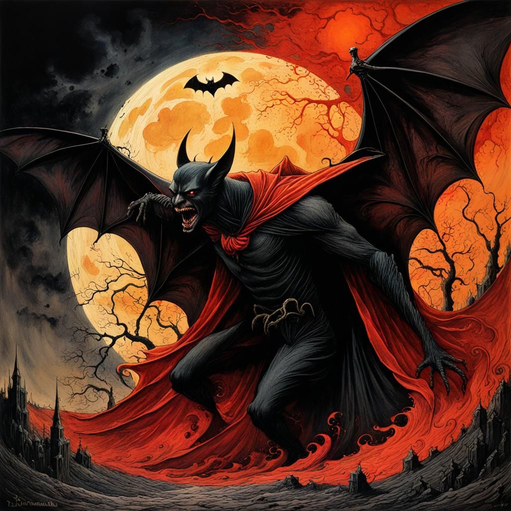 Dracula Transformation: Liquid Shadow Art in Moonlight